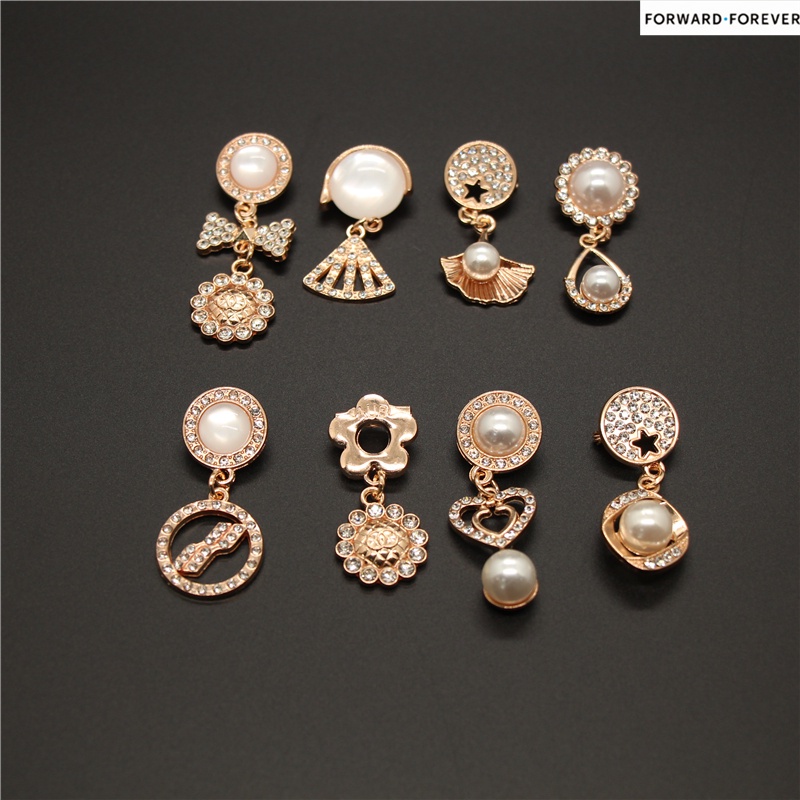 Bros Pin Alloy Kombinasi Vintage Hias Kristal Mutiara Untuk Aksesoris Wanita M70052