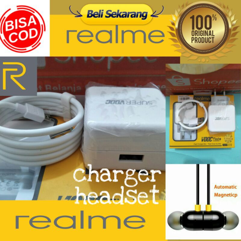 Charger SUPERVOOC Realme C17 Headset Realme C53 C51 Casan BONUS Headset Realme C2 Headset Realme NAR