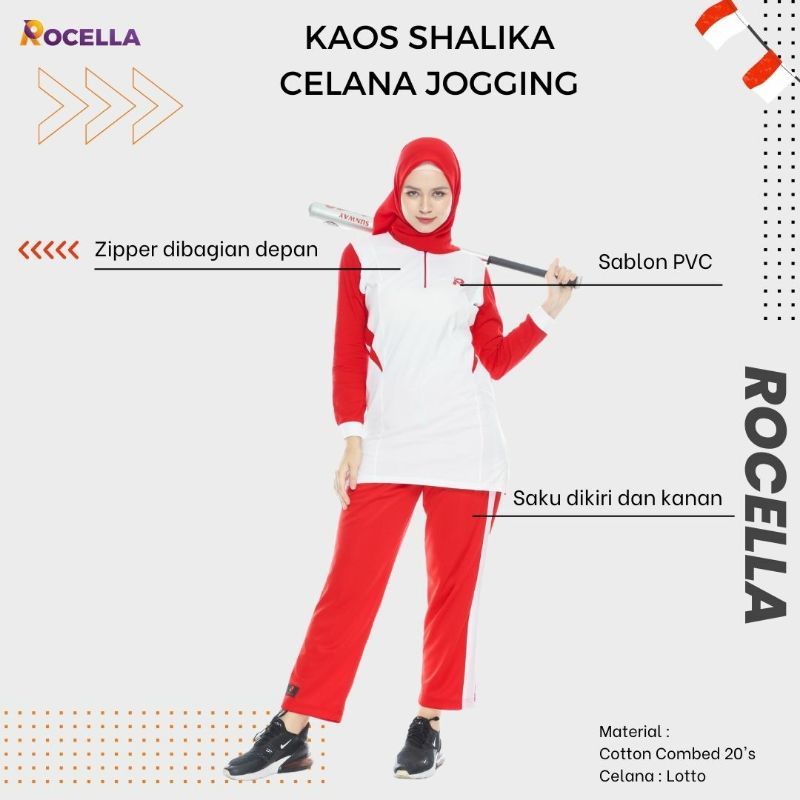 Setelan Baju Olahraga Couple Muslimah Lengan Panjang (edition spesial kemerdekaan)-6