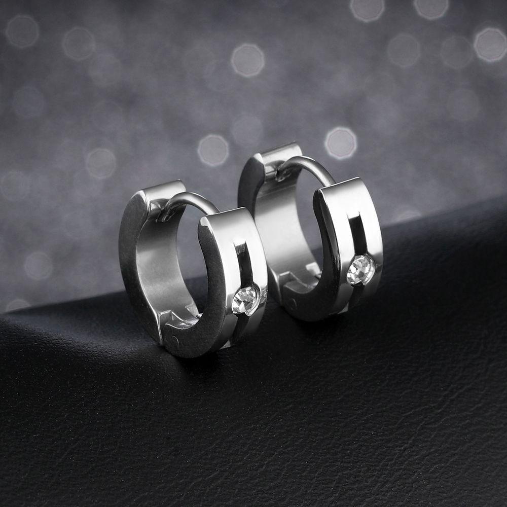 Anting Buckle Geometris Bahan Titanium Steel Gaya Korea Untuk Pria Dan Wanita