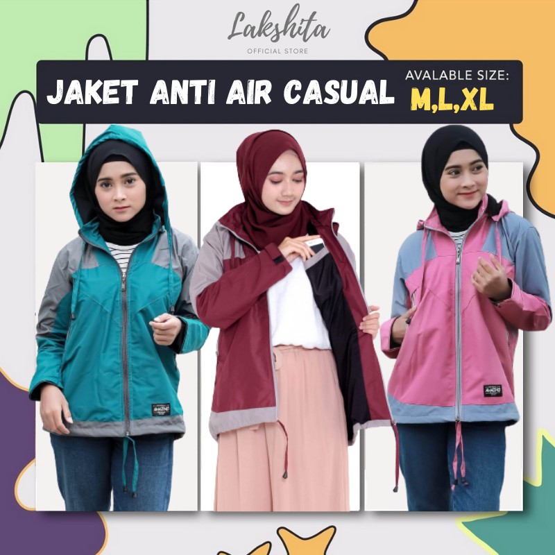 AMZ JACKET Jaket Parasut WANITA Waterproof  Anti Air Angin Jaket Outdoor Gunung Murah Pink navy M XL