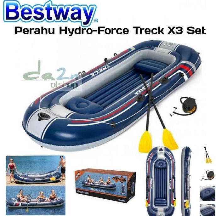 Perahu Karet Rubber Boat Hydro Force Treck X3 Set Bestway 307cmX126cm