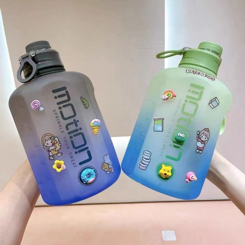 Botol Minum Viral 2200ML Botol Minum Olahraga Ukuran Besar Tumblr Botol Gym Bottle / Botol Air Minum Gradiasi BPA FREE di Banjarmasin