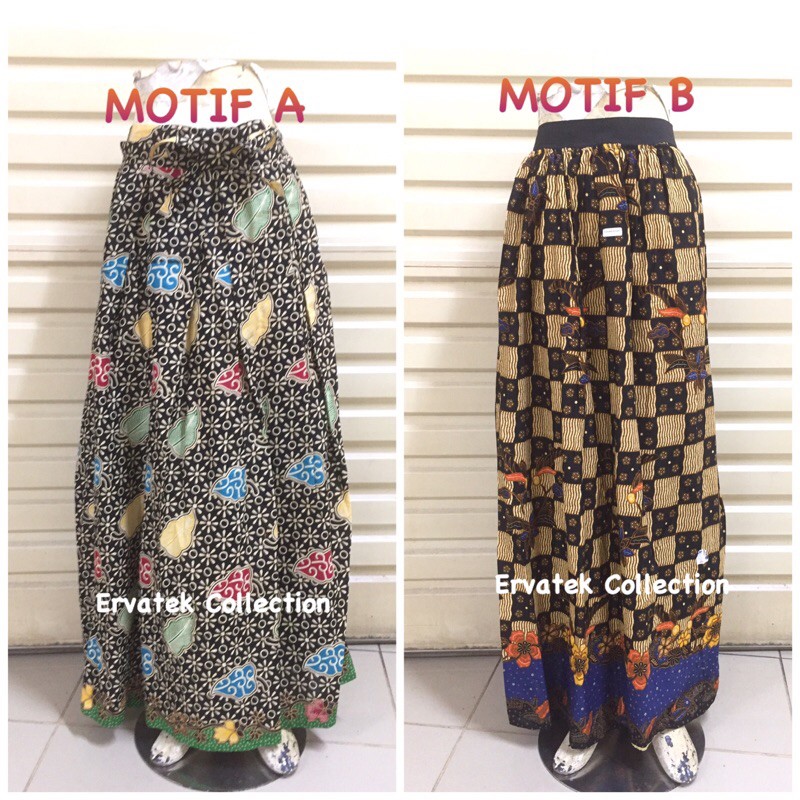Rok Klok Payung Batik RK15 Panjang Karet Hitam / Maxi Skirt Bawahan Batik panjang Muslim