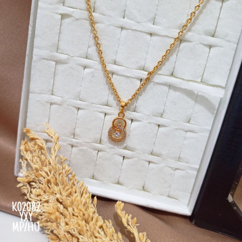 Kalung Yaxiya bulat tingkat zircon gold K02082