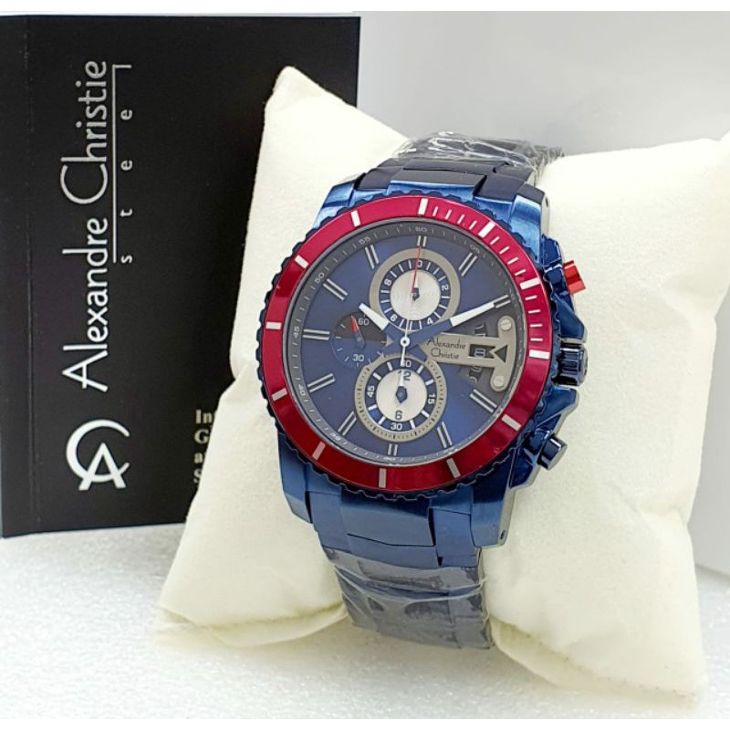 JAM TANGAN PRIA ORIGINAL ALEXANDRE CHRISTIE AC 6455 CHRONOGRAPH TANGGAL AKTIF / ALEXANDER CHRISTIE