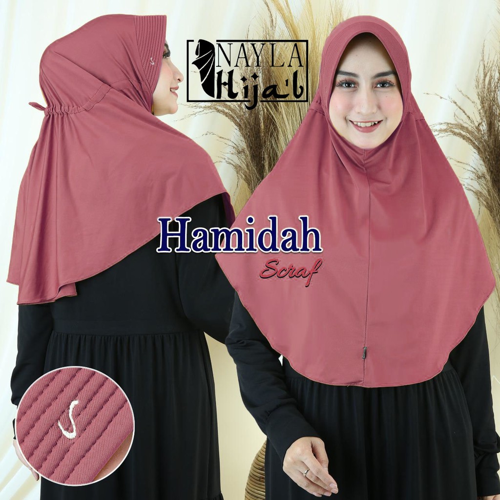 Jilbab Bergo Terbaru Kerudung Instan Serut Hamidah Polos Hijab Instan Serut Hamidah RUMAH HIJA'B-1