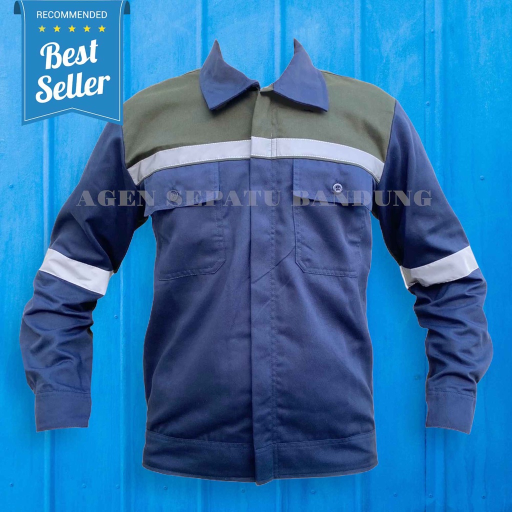 Wearpack Safety Baju Kerja Lengan Panjang Kombinasi Katelpak Kombinasi Kemeja 2 tone