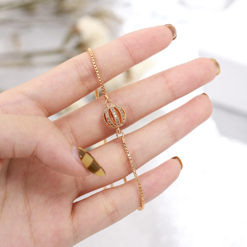 [COD] Gelang Serut Bulat Titanium Anti Karat Murah Perhiasan Lapis Emas 24k Anti Luntur Wanita Fashion Jewelry Gelang Rantai Murah Terbaru