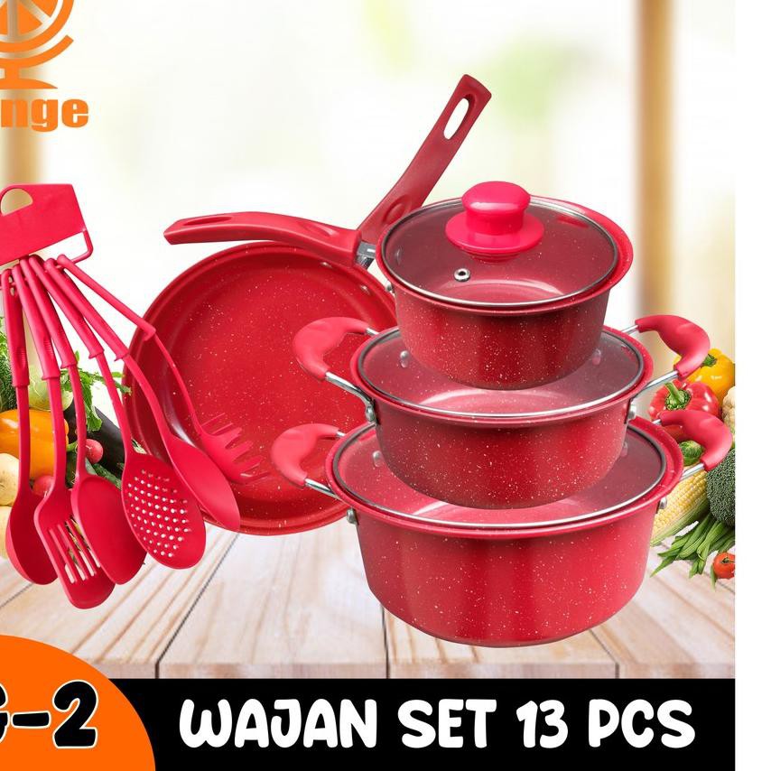 WW6✴ COD - Panci Set Riverra Teflon Marble 13 pcs Cookware Set Tutup Kaca TOP PRODUK