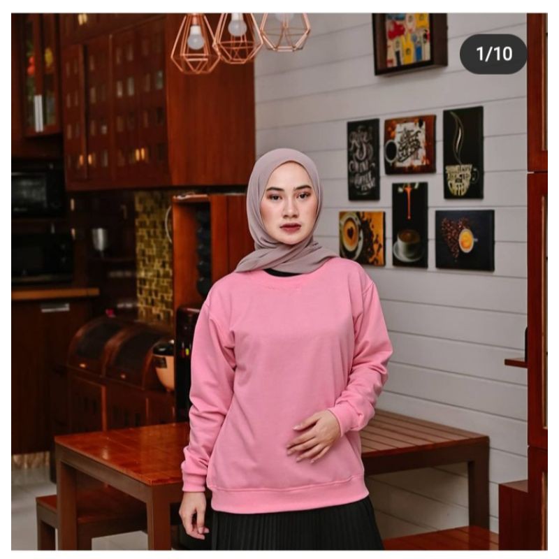Basic Sweater Polos Fleece Unisex-Pink