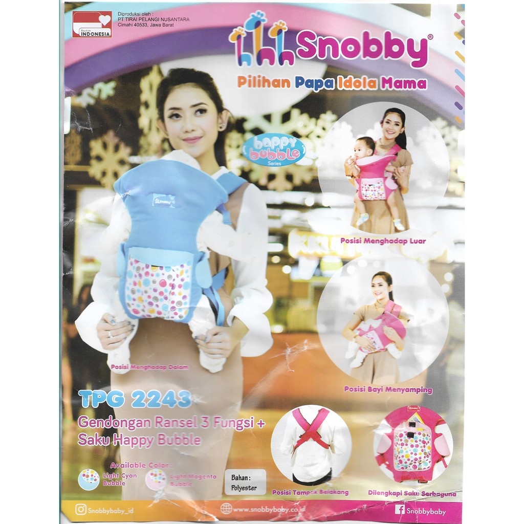 Gendongan bayi depan model ransel Snobby Happy Bubble Series TPG 2243