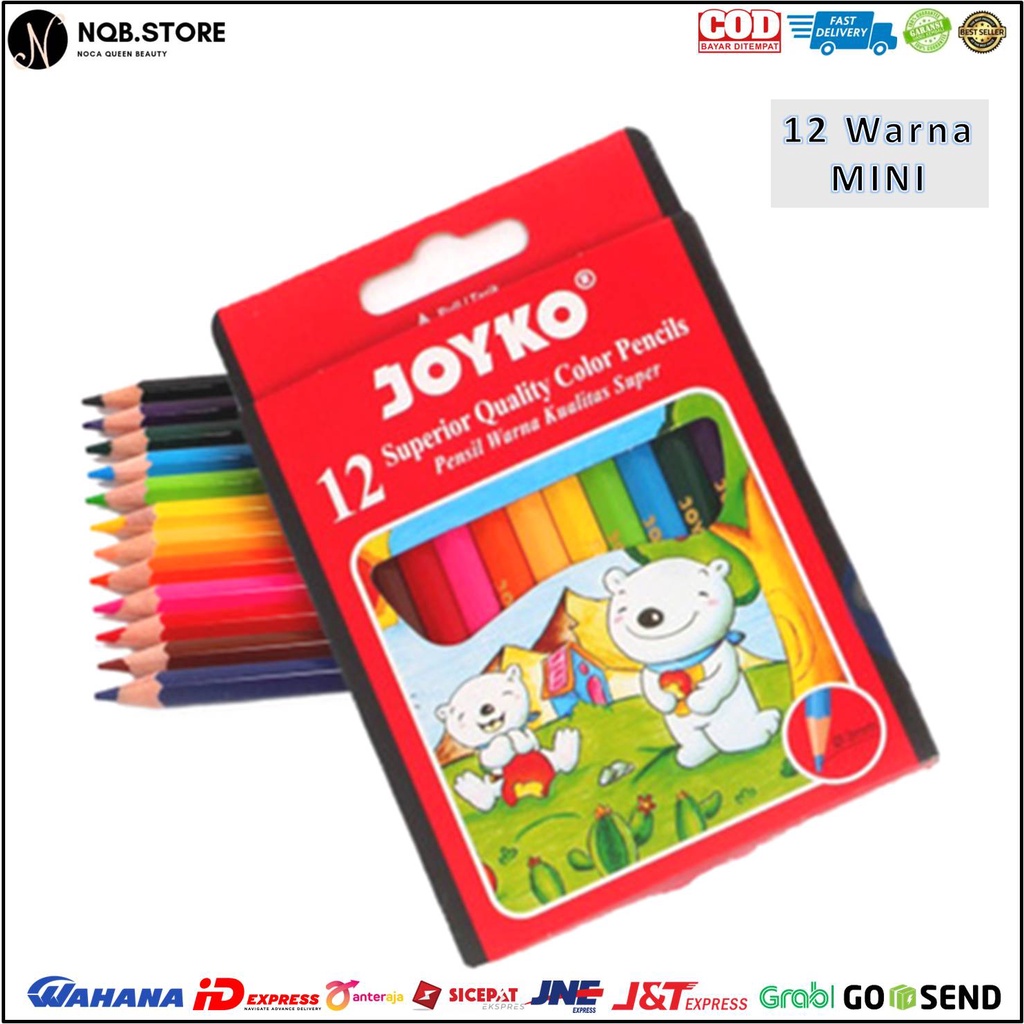 

NQB - Pensil Warna JOYKO Mini Pulas CP-102 CP-S12 Color Pencils PENDEK 12 Warna