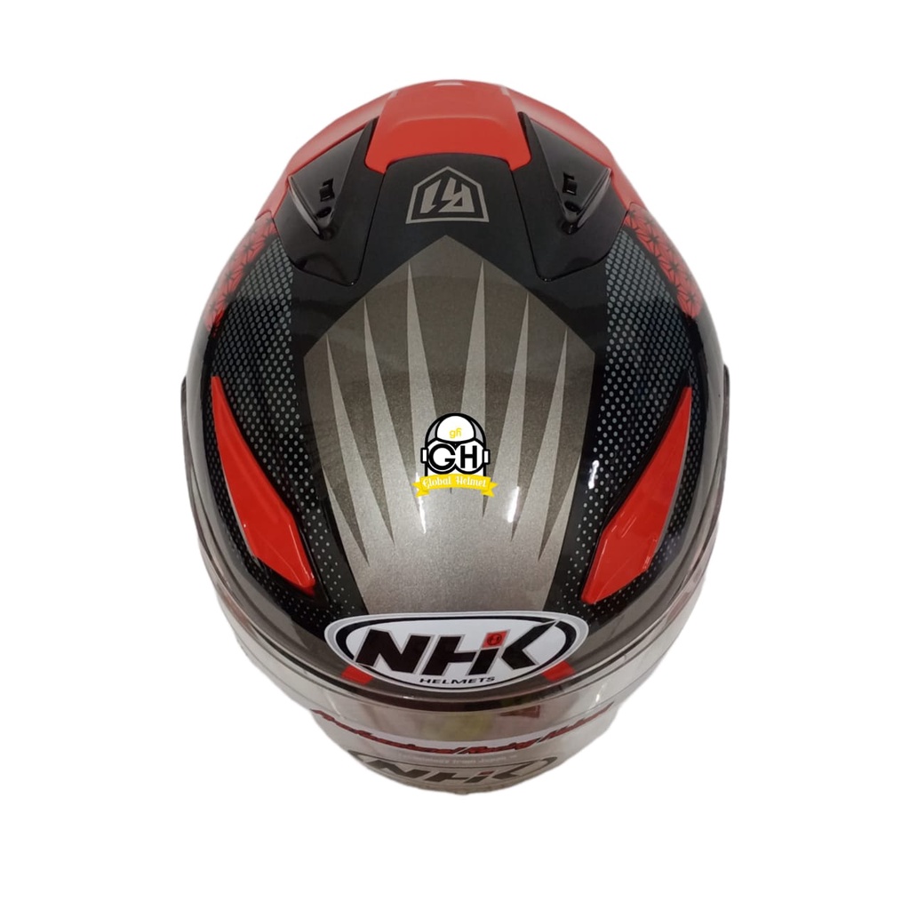 HELM NHK R1 MOTIF BIZARE RED SILVER NHK R-1 BIZARE RED SILVER DOUBLE VISOR