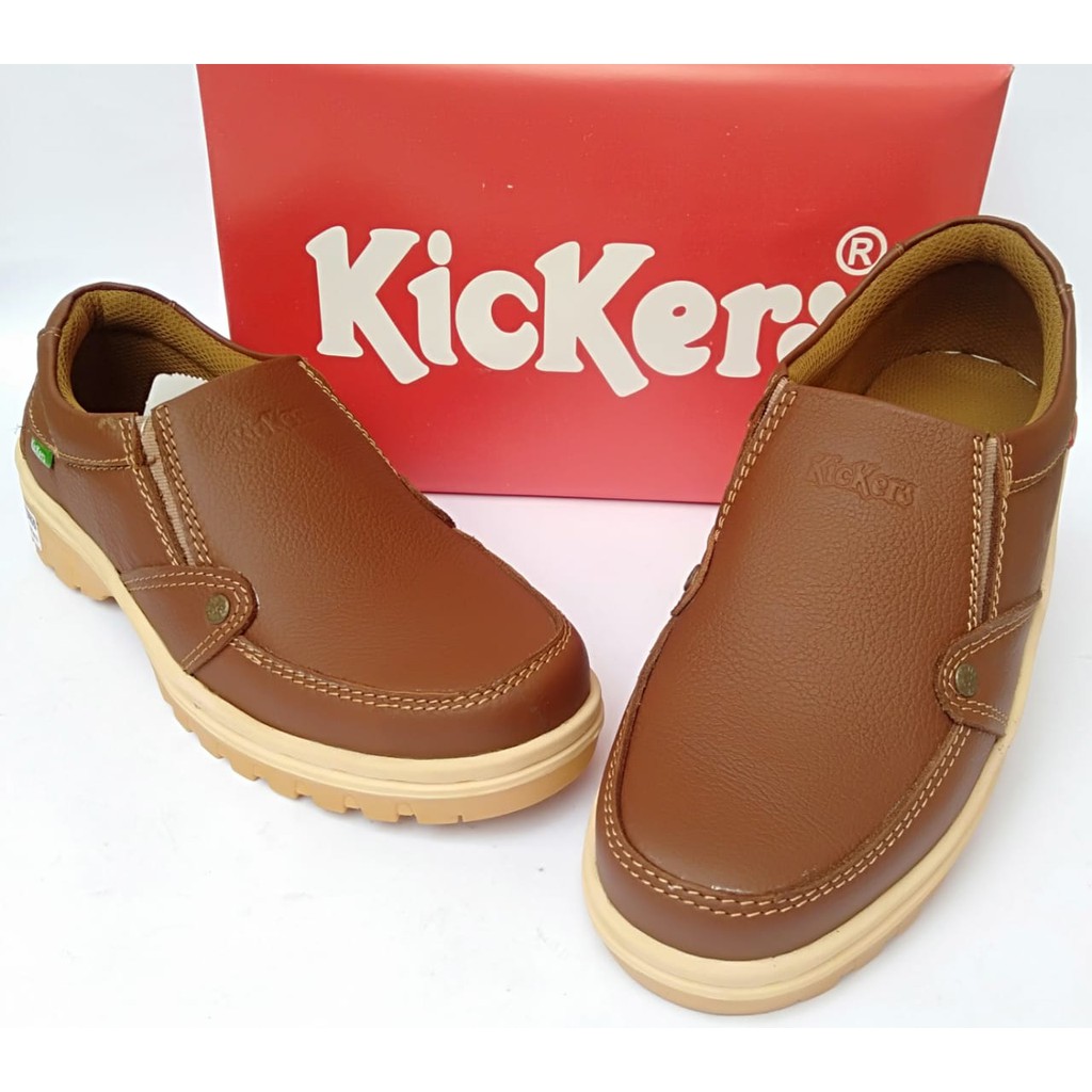 Sepatu casual kickers pria kulit asli original santai kasual slip on tanpa tali terbarumurahselopCOD