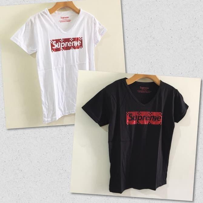EDISI TERBARU KAOS WANITA SUPREME LV - KAOS CEWEK LEHER V KEBURU HABIS..