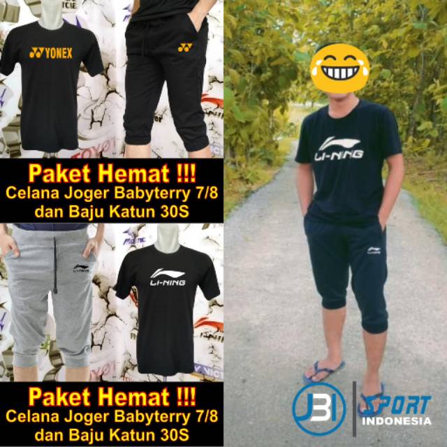 Paket Hemat Baju Badminton dan Joger pendek Gaul Keren