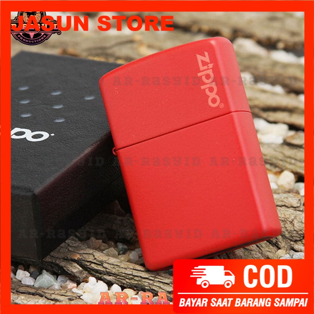 BISA COD! Korek Api Minyak Zippo Matte Red Merah Logo 233 ZL