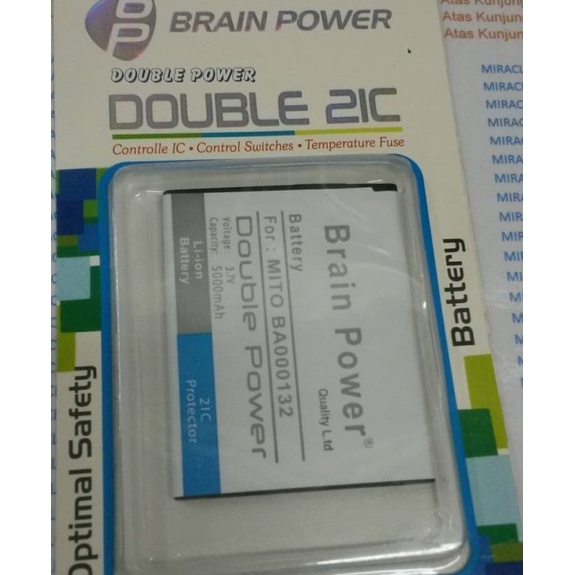 Double Power Battery Batere Batre Baterai Brain Power Mito A880 A990 Champ BA-00132 BA00132