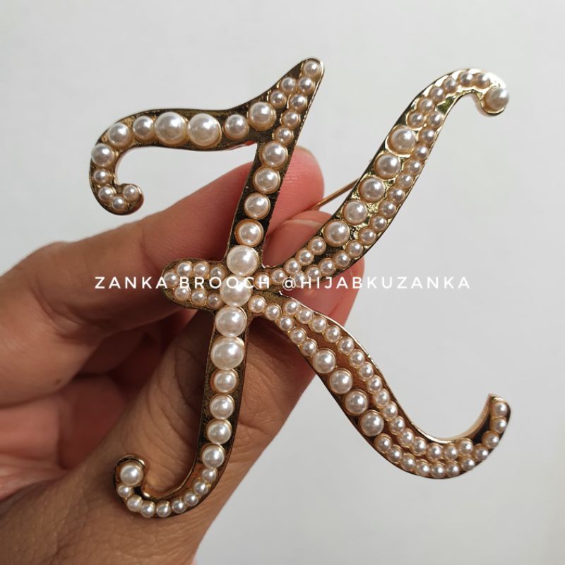 bros abjad mutiara | bros huruf | bros inisial nama | alphabet brooch-K