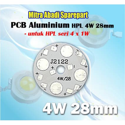 PCB LED Round Aluminium HPL 4W 28mm Bermutu