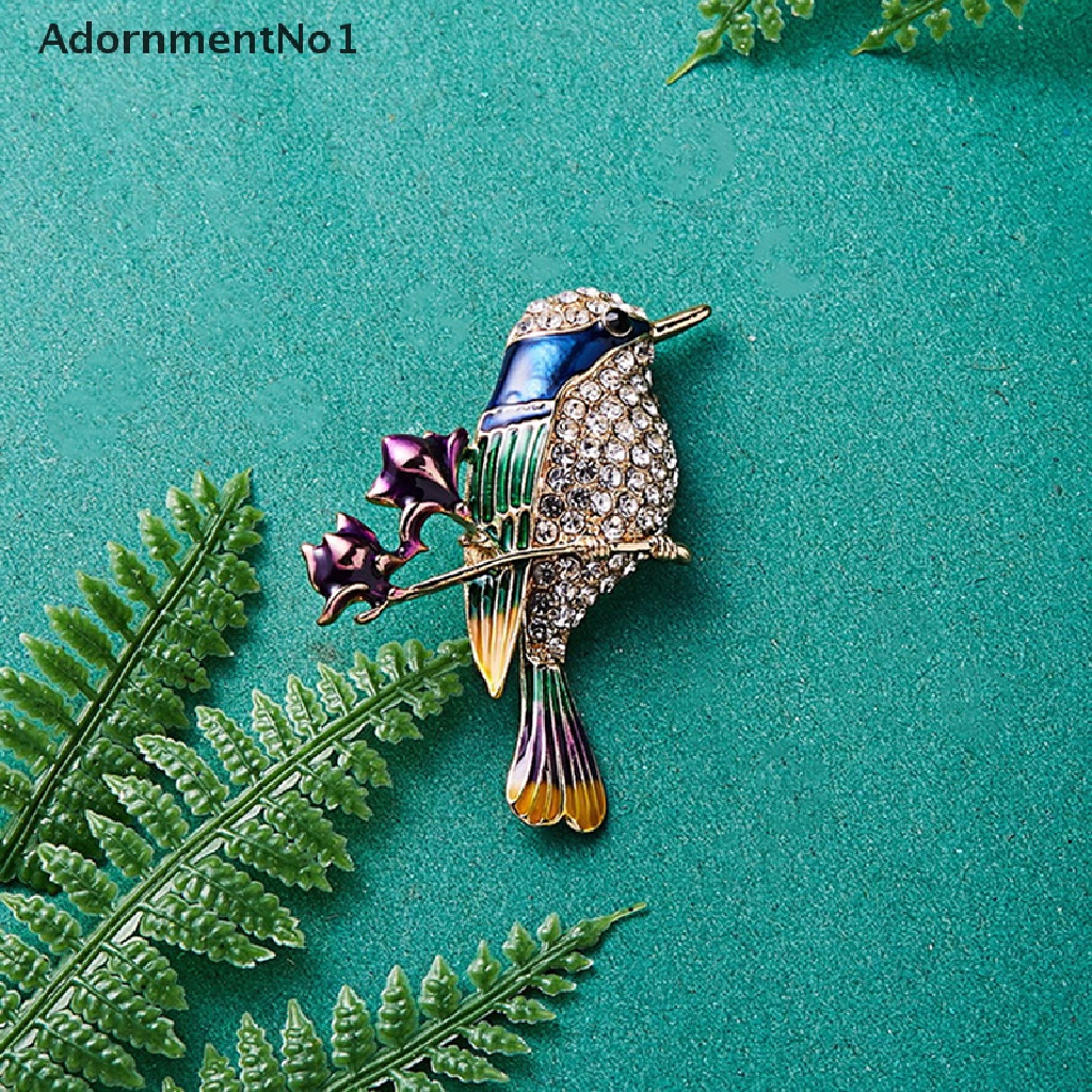 (AdornmentNo1) Pin Bros Burung Magpie Hiasan Berlian Imitasi Berkilau