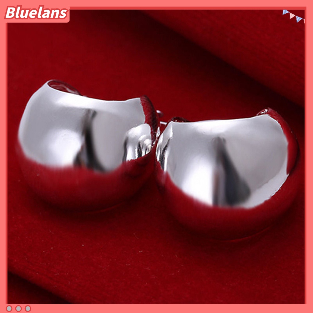 Bluelans Anting Hoop Lapis Silver Untuk Wanita