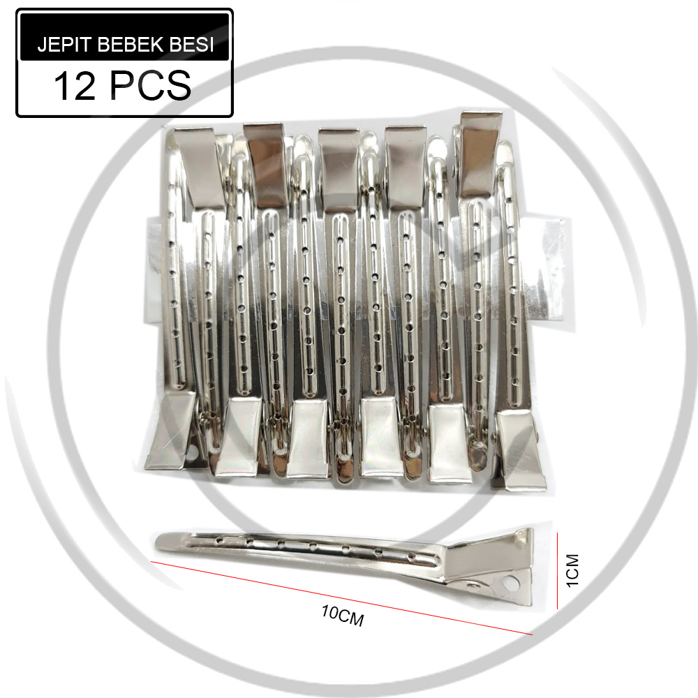 Jepitan Rambut Bebek Besi (Stainless) (Chrome) Isi 12 Pcs