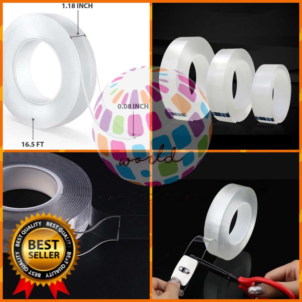 

Lakban Solatip Double Tape Nano Magic Isolasi Bening Lem Perekat Tahan Air Reuseable Magic Nano Tape