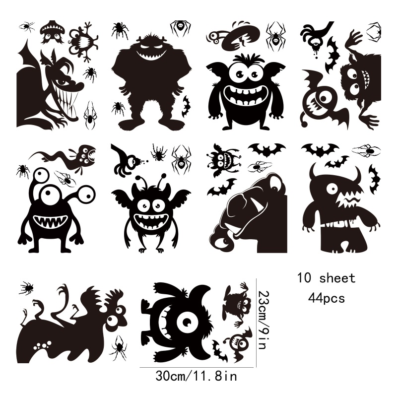 Zzz 44pcs Stiker Dinding / Jendela Tema Halloween Untuk Dekorasi