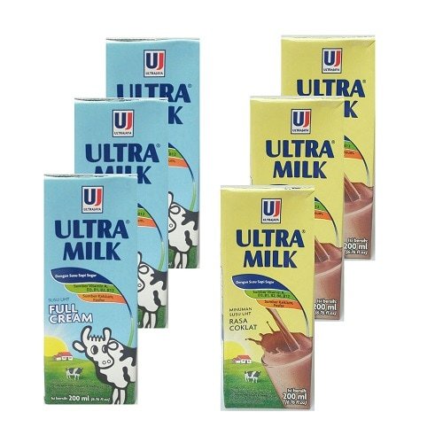 

Ultra Milk susu 200ml ( 2 rasa coklat &, full cream )