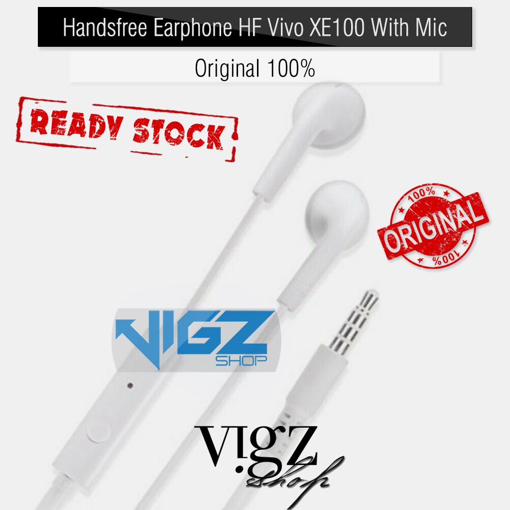 Handsfree Earphone HF Vivo XE100 With Mic Original 100%