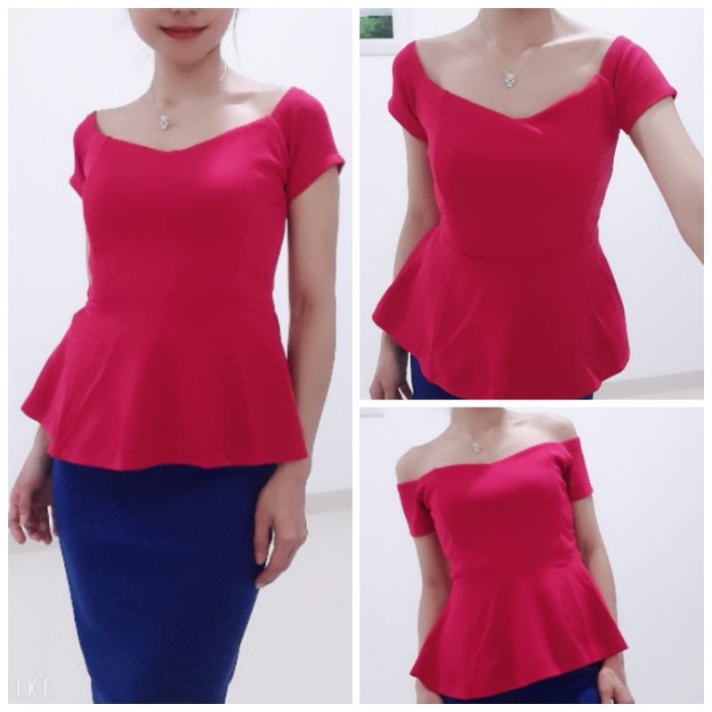 Sabrina Seperti h&m atasan Scuba Peplum