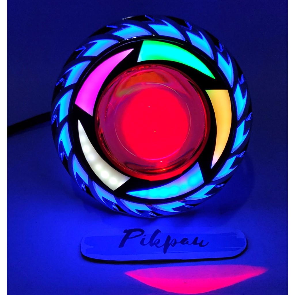 Projie Motor Spiral Lampu Utama LED Warna Blue Rainbow Red Motor Mobil Ukuran 3.5 inch AE DE