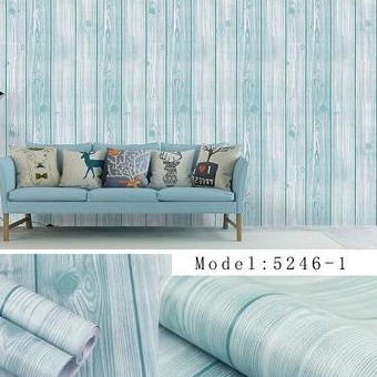 Wallpaper Sticker Motif Kayu Biru 5246-1 / 10mx45cm