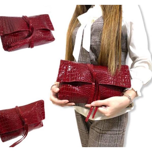 RAS.711755 ‣ TAS GOLDEN FLIP CROCO LOKAL TAS BATAM BAHAN CROCO MAGNET TAS WANITA CLUTCH