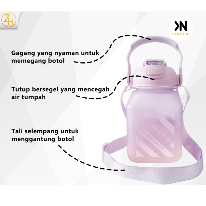 BOTOL MINUM ANAK GEMOY KOTAK GRADASI PASTEL 1.3 LITER 1300 ML