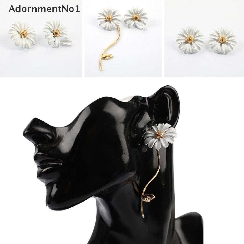 (AdornmentNo1) Anting Tusuk Gantung Asimetris Desain Bunga Aster Enamel Gaya Vintage Untuk Wanita