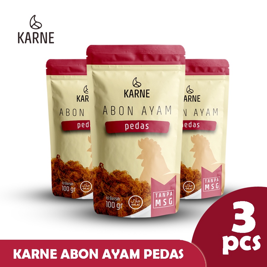 

Abon Ayam Pedas Karne Paket 3pcs 100gram