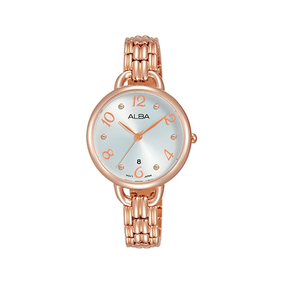Jam Tangan Alba Fashion AH7Q36 Strap Stainless Steel Rose Gold