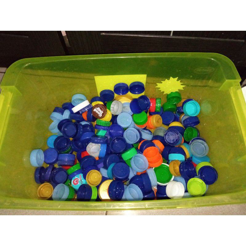 TUTUP BOTOL BEKAS AQUA AIR MINERAL AKE BIRU PINK HIJAU ORANYE CLEO