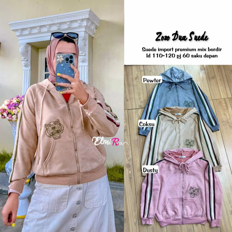 ZOZO DUA SUEDE BY ELMIRA (SWEATER MUSLIMAH) Sweater wanita rekomended