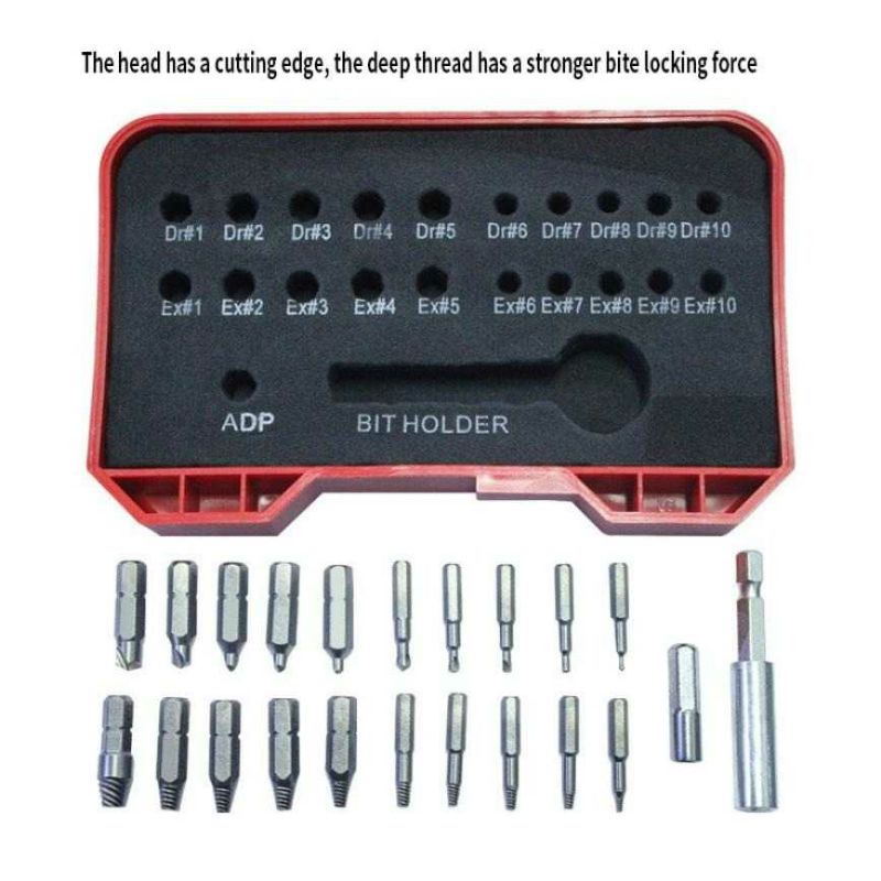 Set 22pcs Mata Bor Pembuka Baut Rusak Drill Tap Screw Extractor Broken Remover 1.5 - 10mm