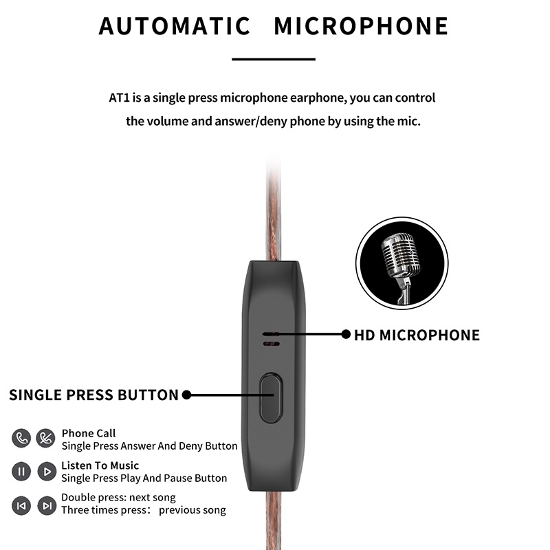 Jcally At1 Earphone In Ear Dinamis Universal Dengan Kabel Jack 3.5mm Untuk Olahraga