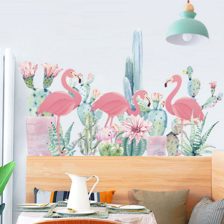  Stiker  Dinding  Bahan Pvc Mudah Dilepas Gambar Flamingo  