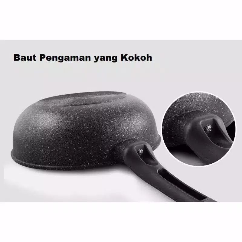 Sunhouse SBDS30 Marble Frying Pan Wok Anti Lengket Hitam 30 cm  batu granit