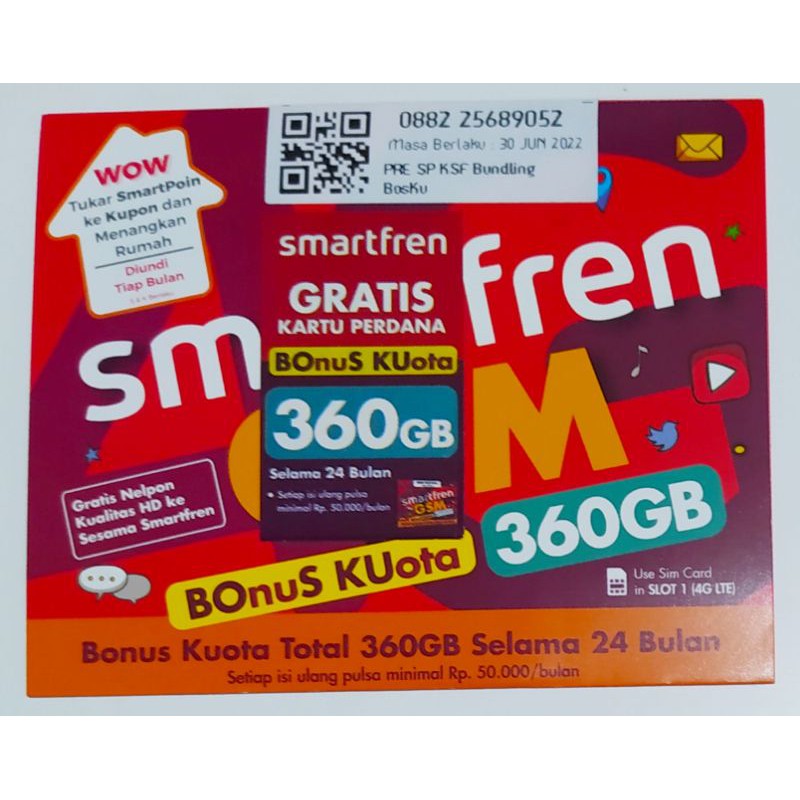 Kartu Perdana Smartfren  bosku [bonus kuota] 360gb