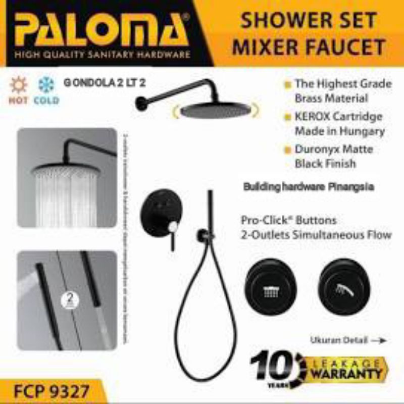 PALOMA FCP9327 Shower Set Tanam Panas Dingin Hitam