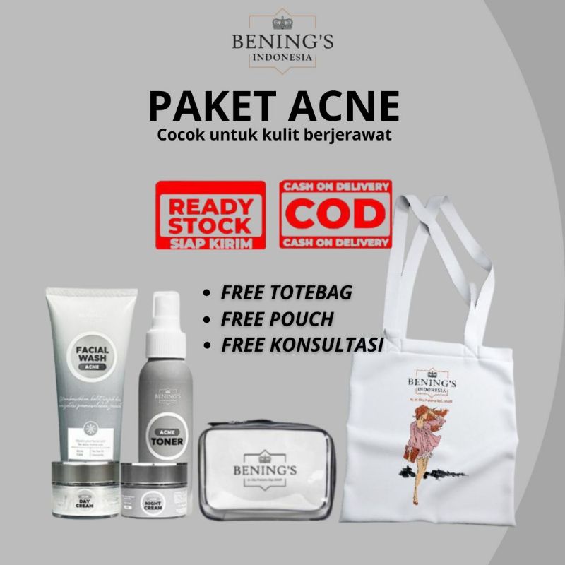 BENINGS SKINCARE BY DR.OKY PRATAMA PAKET BRIGHTENING (BENINGS CLINIC) BENING PAKET PENCERAH DAN GLOWING-PAKET ACNE #BUMIL