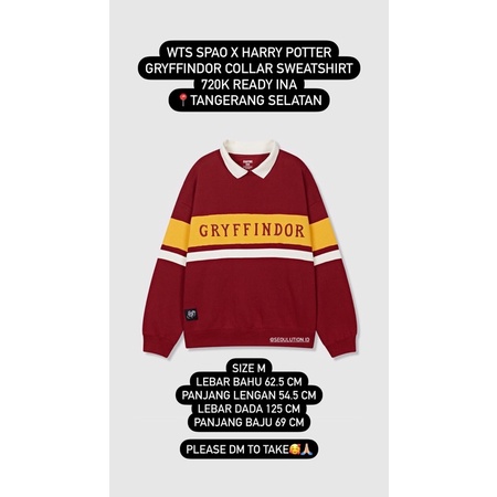 SPAO X HARRY POTTER Gryffindor Collar Sweatshirt Size M